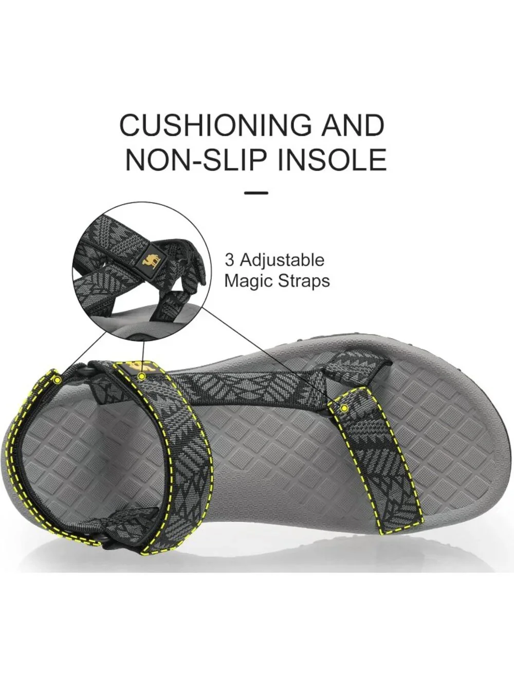 Men's Black Grey Comfortable Athletic Hiking Sport Sandals Outdoor Beach Shoes